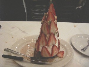 Towering strawberry shortcake.