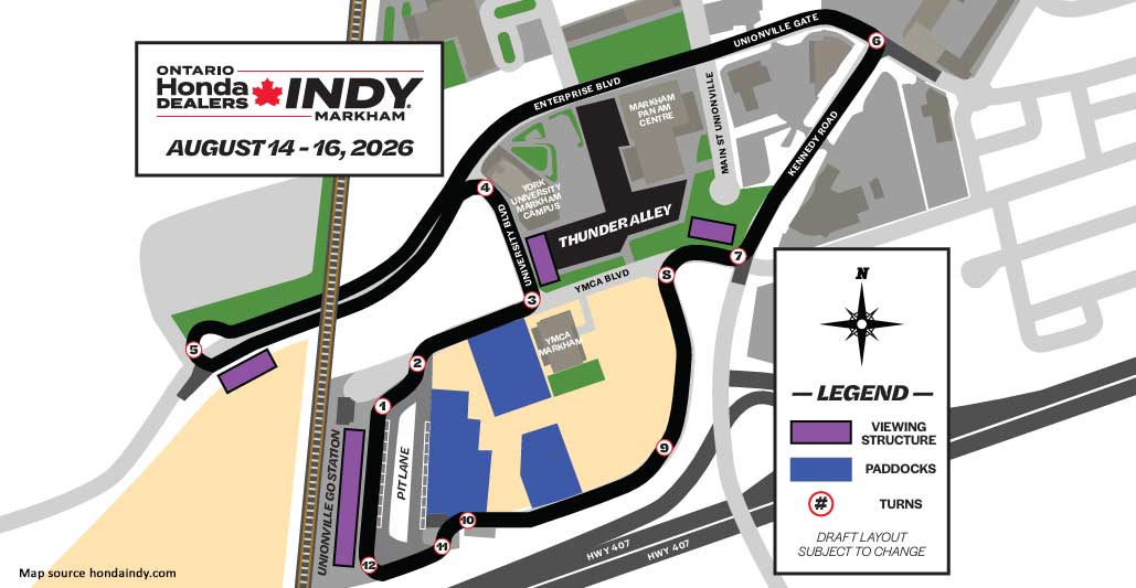 Honda Indy Toronto: Markham map